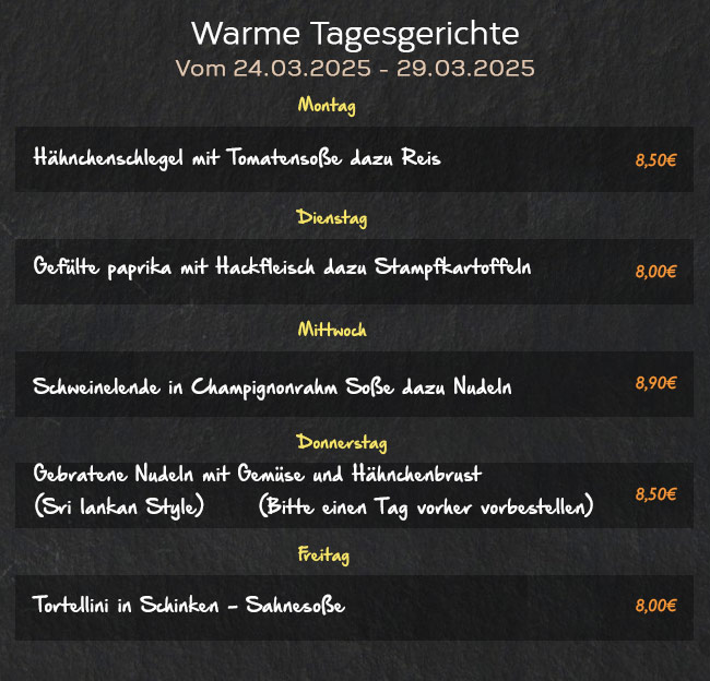 Warme Tagesgerichte