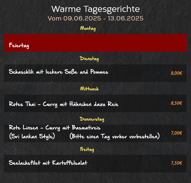 Warme Tagesgerichte