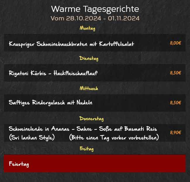 Warme Tagesgerichte